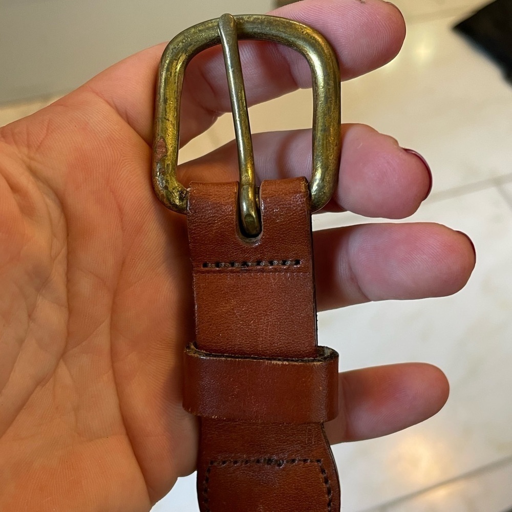 Leather Man Ltd, size 34, nautical preppy woven knit belt w/ brass color buckle - Picture 5 of 8